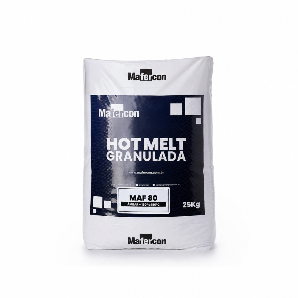 Cola Hotmelt Granulada Âmbar Alta Temperatura - MAF 80 - Pacote 25 kg 
