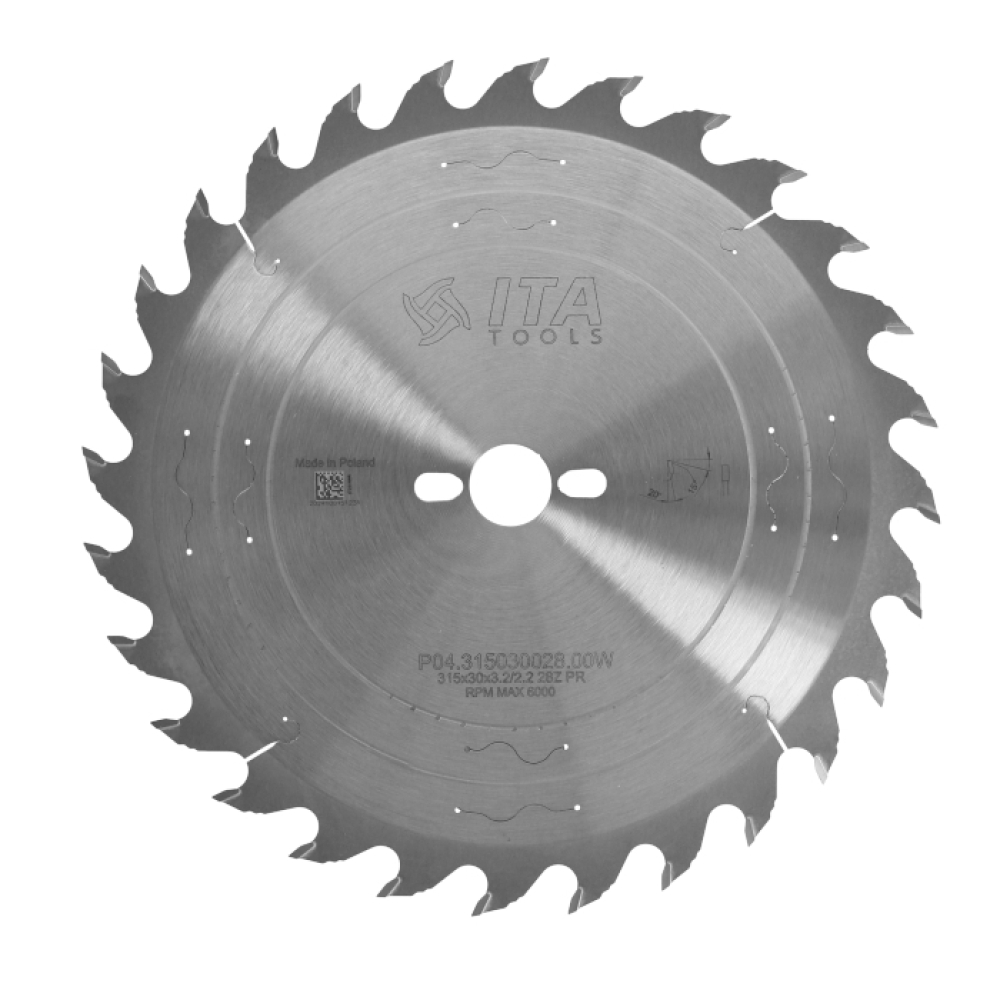 Disco de serra de metal duro para corte longitudinal – Ø315 × 30 mm – 28 dentes - P04.315030028.00W - ITA TOOLS