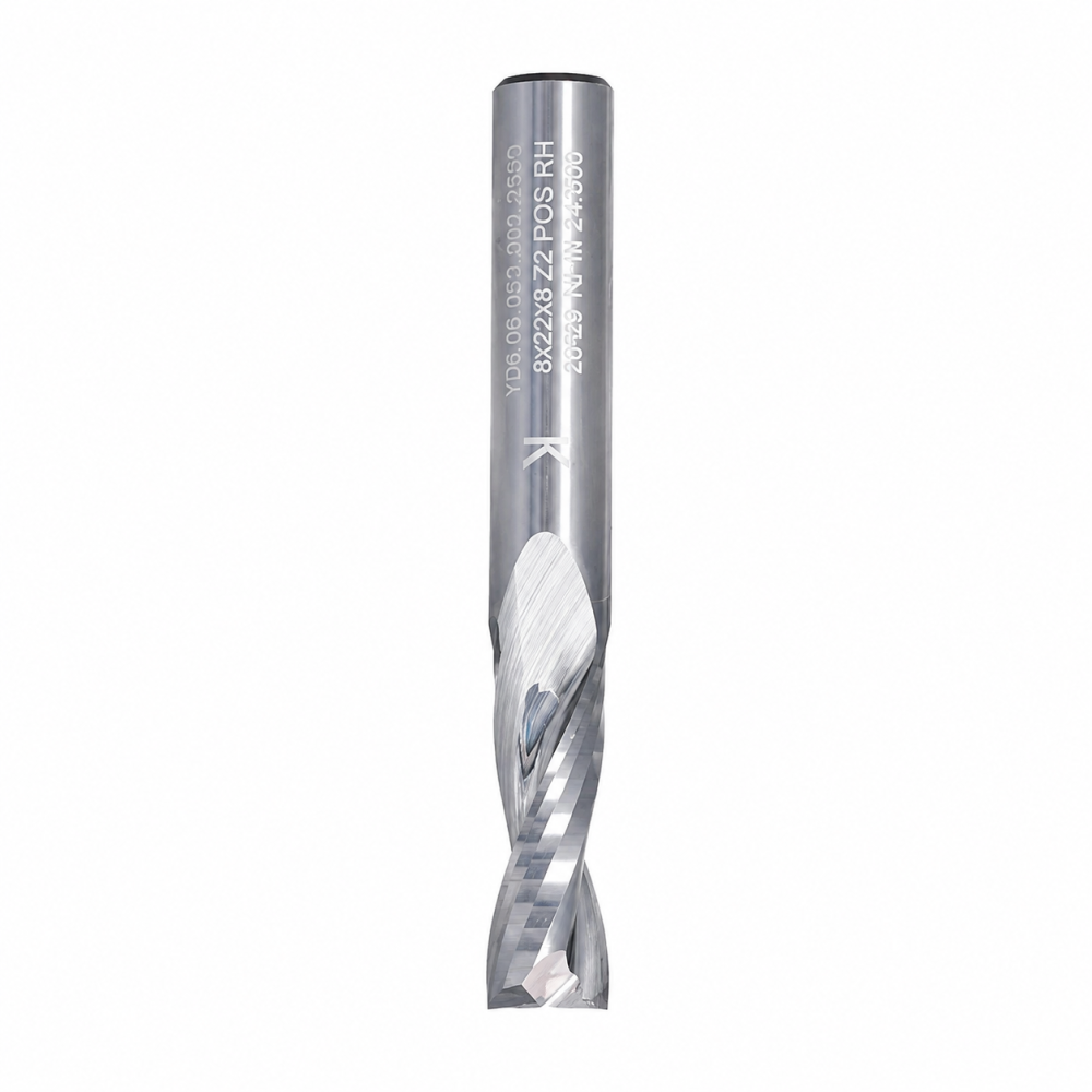 Fresa VHM Z2 para Alumínio e Plásticos – Ø8 mm – Corte 22 mm – Haste 8 mm – RH — SQ01.08.022.060.08R Fresa VHM Z2 para Alumínio e Plásticos – Ø8 mm – Corte 22 mm – Haste 8 mm – RH — SQ01.08.022.060.08R