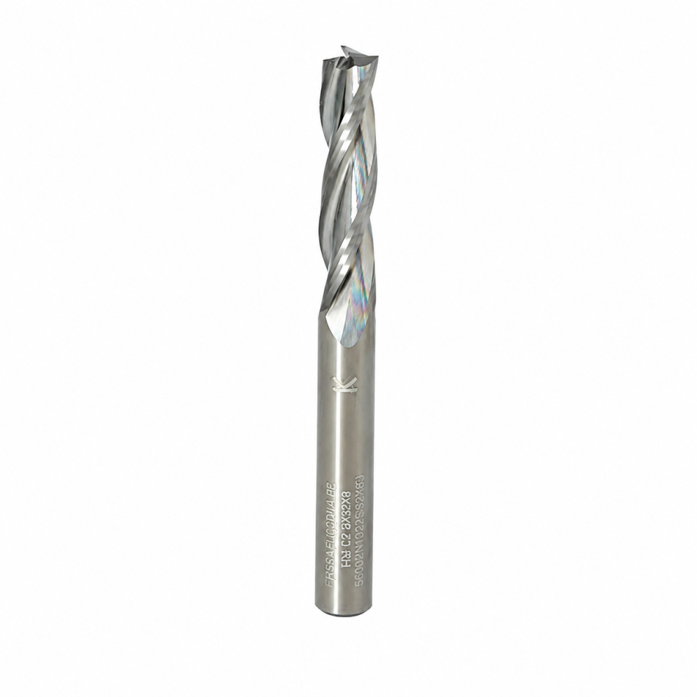 Fresa VHM Z3 para Alumínio e Plásticos – Ø8 mm – Corte 35 mm – Haste 8 mm – RH — SR01.08.035.080.08R Fresa VHM Z3 para Alumínio e Plásticos – Ø8 mm – Corte 35 mm – Haste 8 mm – RH — SR01.08.035.080.08R