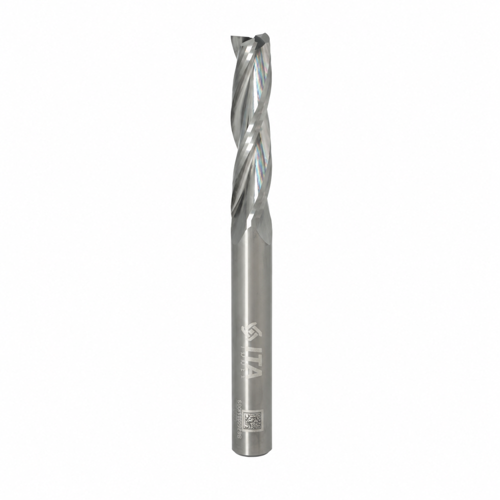 Fresa VHM Z3 para Alumínio e Plásticos – Ø8 mm – Corte 35 mm – Haste 8 mm – RH — SR01.08.035.080.08R Fresa VHM Z3 para Alumínio e Plásticos – Ø8 mm – Corte 35 mm – Haste 8 mm – RH — SR01.08.035.080.08R