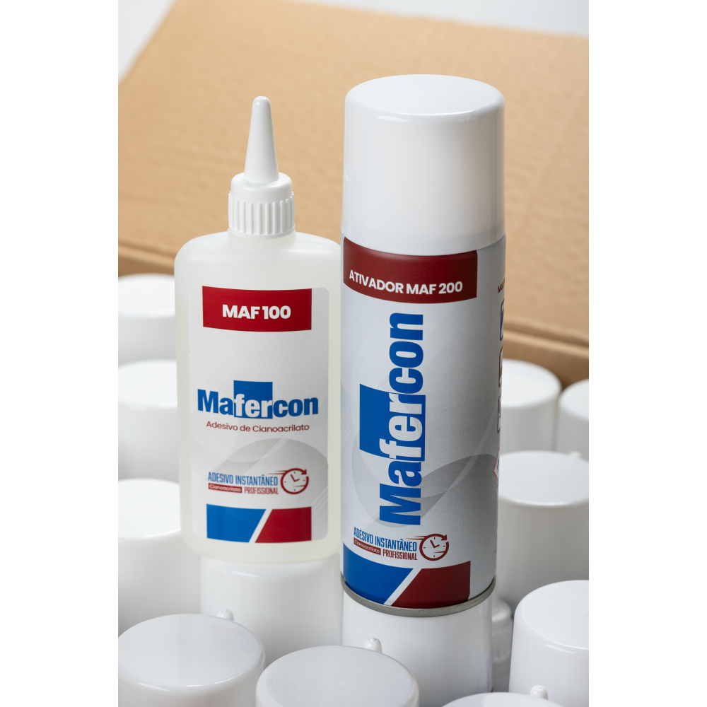 KIT MDF ADESIVO INSTANTÂNEO CIANOACRILATO MAF 100 + ATIVADOR MAF 200 KIT MDF ADESIVO INSTANTÂNEO CIANOACRILATO MAF 100 + ATIVADOR MAF 200