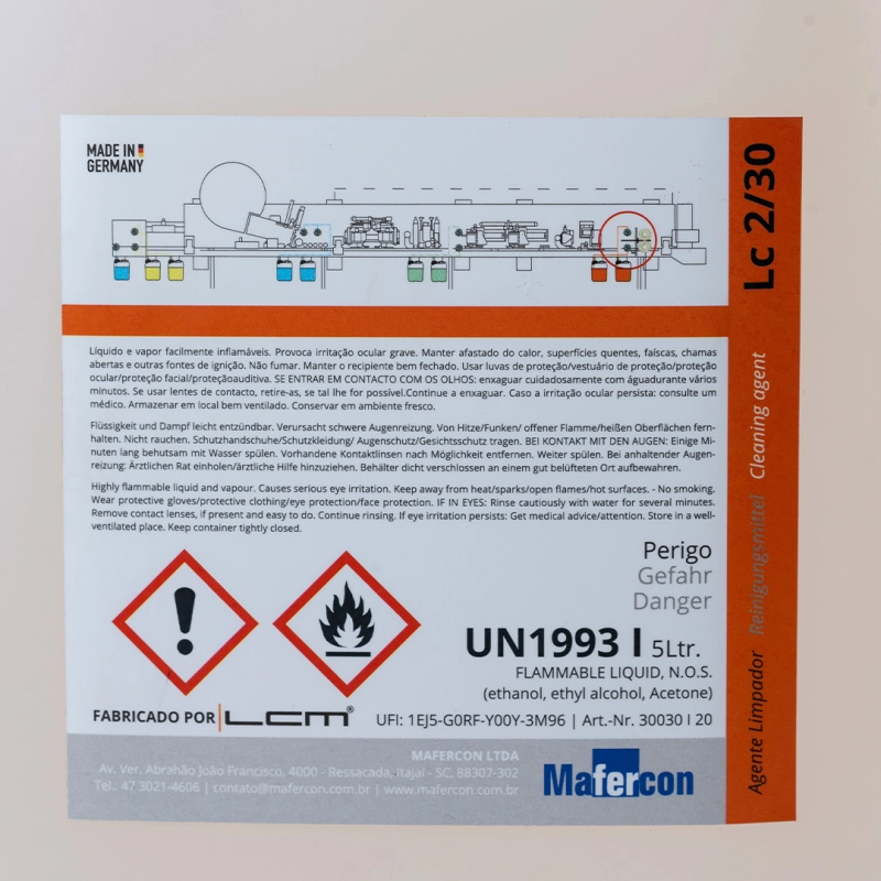 Líquido Limpador para Saída de Coladeira de Bordas LC 2/30 LCM - Galão 5 Litros Líquido Limpador para Saída de Coladeira de Bordas LC 2/30 LCM - Galão 5 Litros