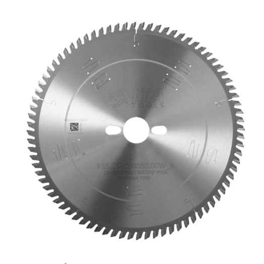 Disco de serra de metal duro para corte de MDF/MDP laminado – Ø250 × 30 mm – 80 dentes - P15.250030080.00W - ITA TOOLS