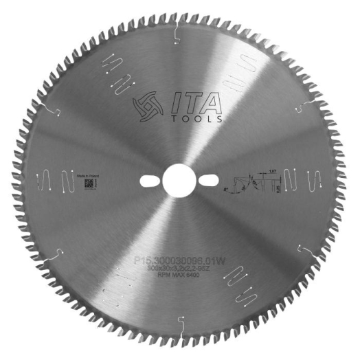 Disco de serra de metal duro para MDF/MDP laminado – Ø300 × 30 mm – 96 dentes - P15.300030096.01W - ITA TOOLS
